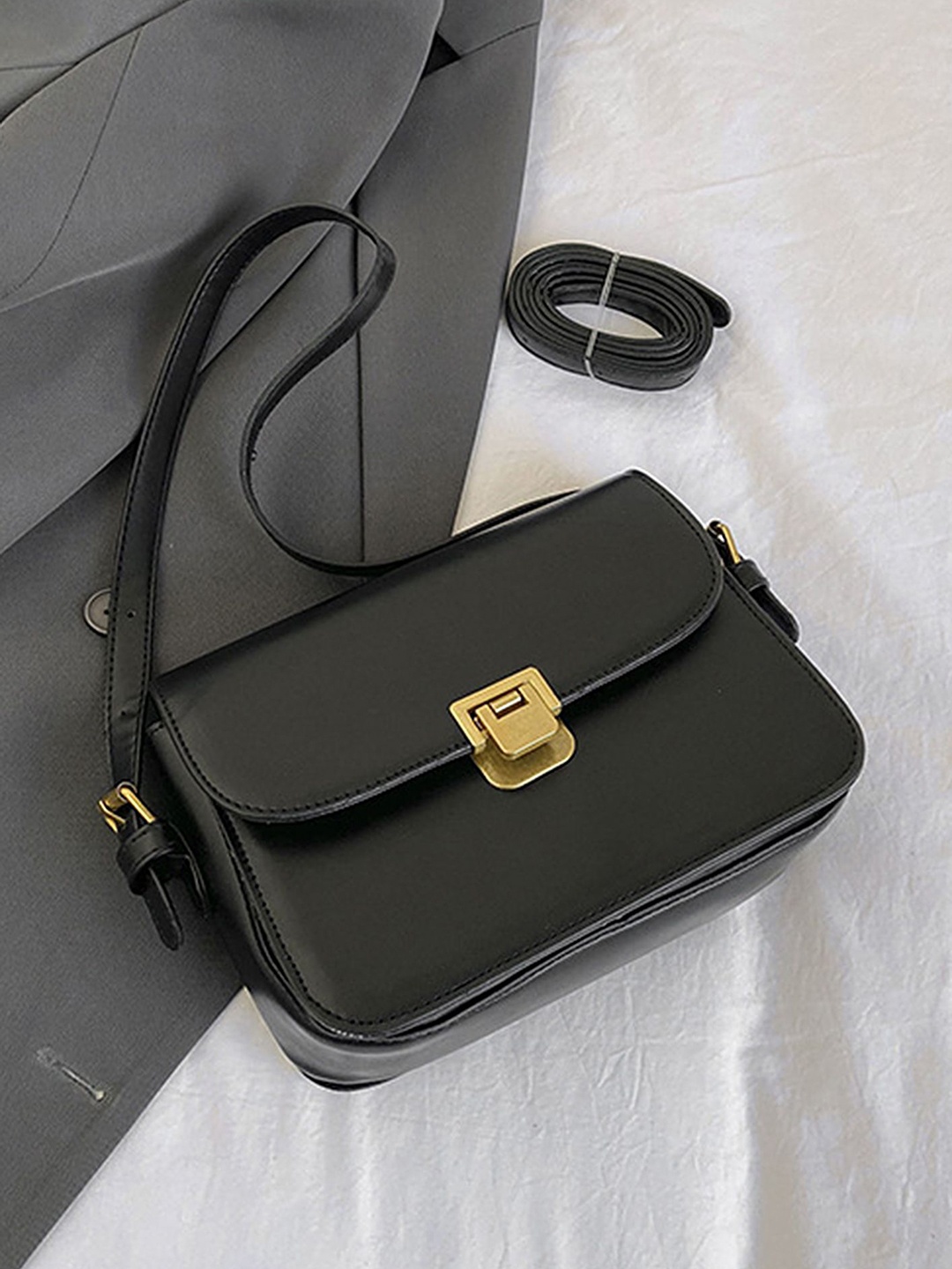 

LULU & SKY PU Oversized Structured Hobo Bag, Black