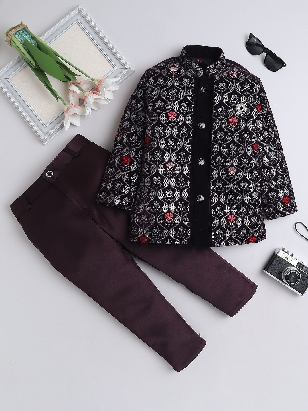 

BAESD Boys Single-Breasted Two-Piece Suit, Coffee brown