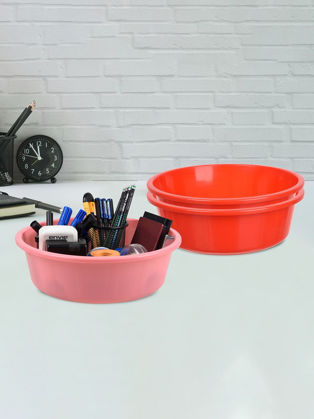 

Kuber Industries Red and Pink 3 Pieces Desk Organisers