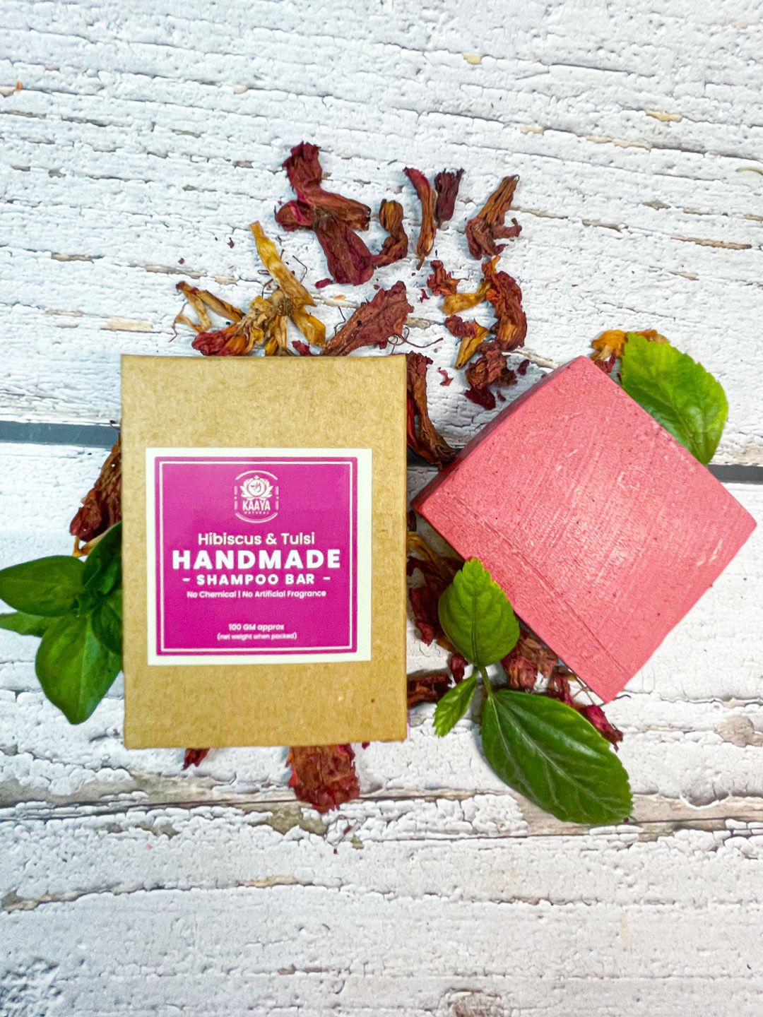 

Kaaya Natural Hibiscus & Tulsi Shampoo Bar - 100 g, Pink