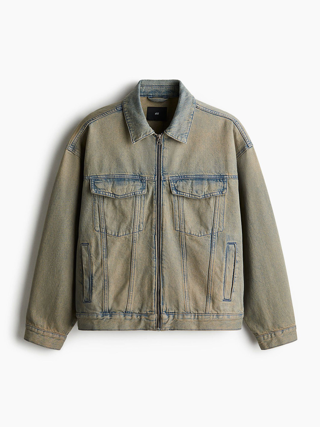 

H&M Loose Fit Denim Worker Jacket, Blue
