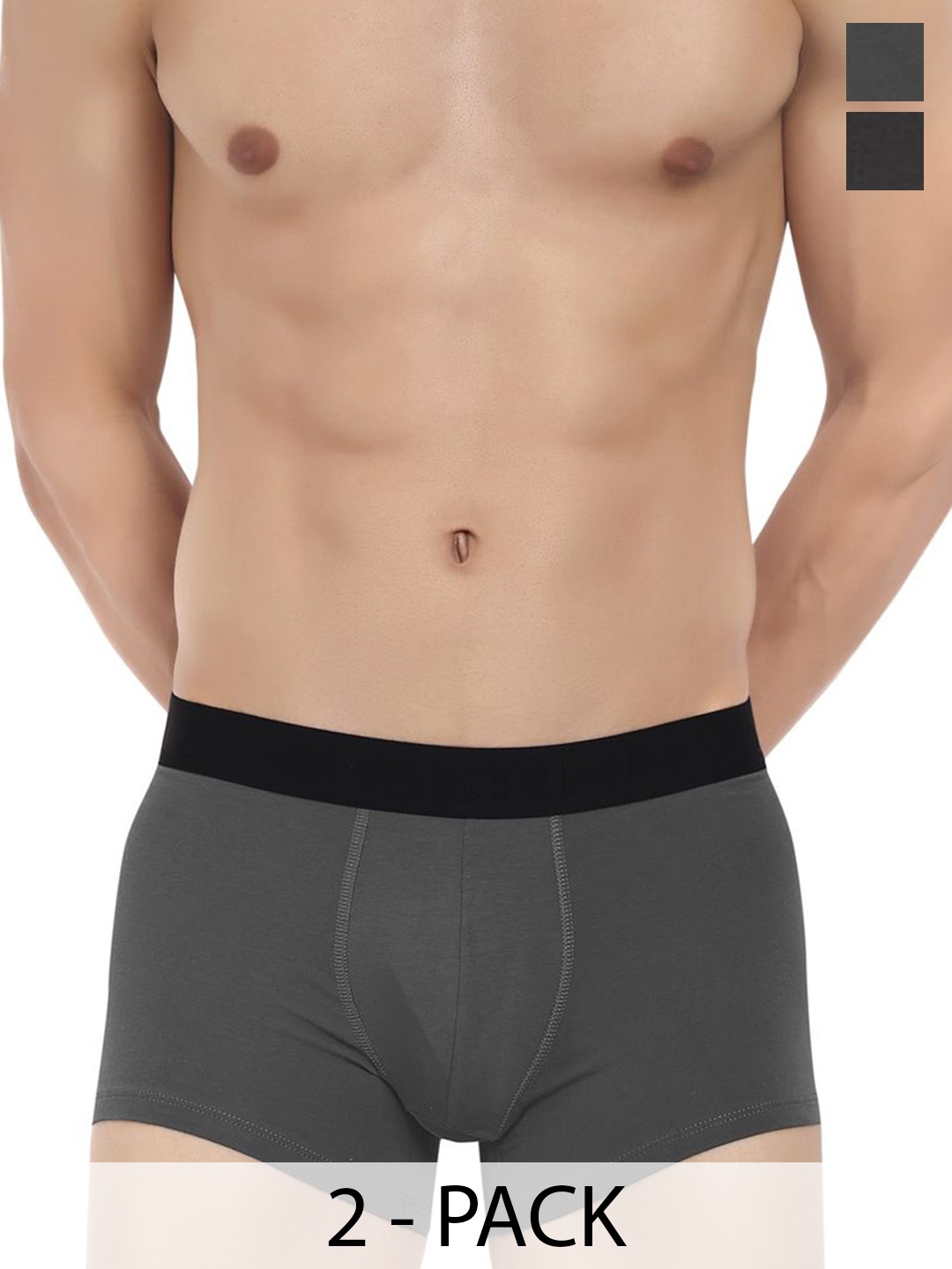 

LOGGERHEAD Pack Of 2 Cotton Long Trunks LHFT004-DarkGrey-Anthra, Grey