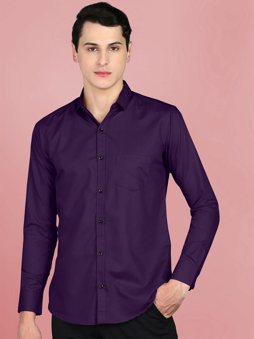 

Fibermill Men Slim Fit Opaque Casual Shirt, Purple