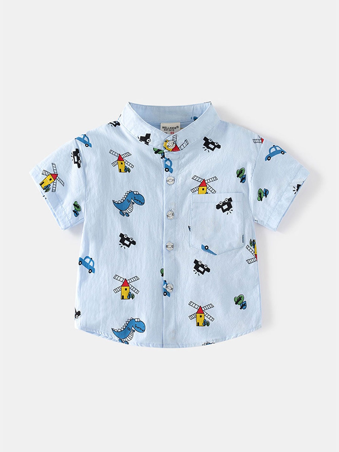 

LULU & SKY Boys Opaque Printed Casual Shirt, Blue