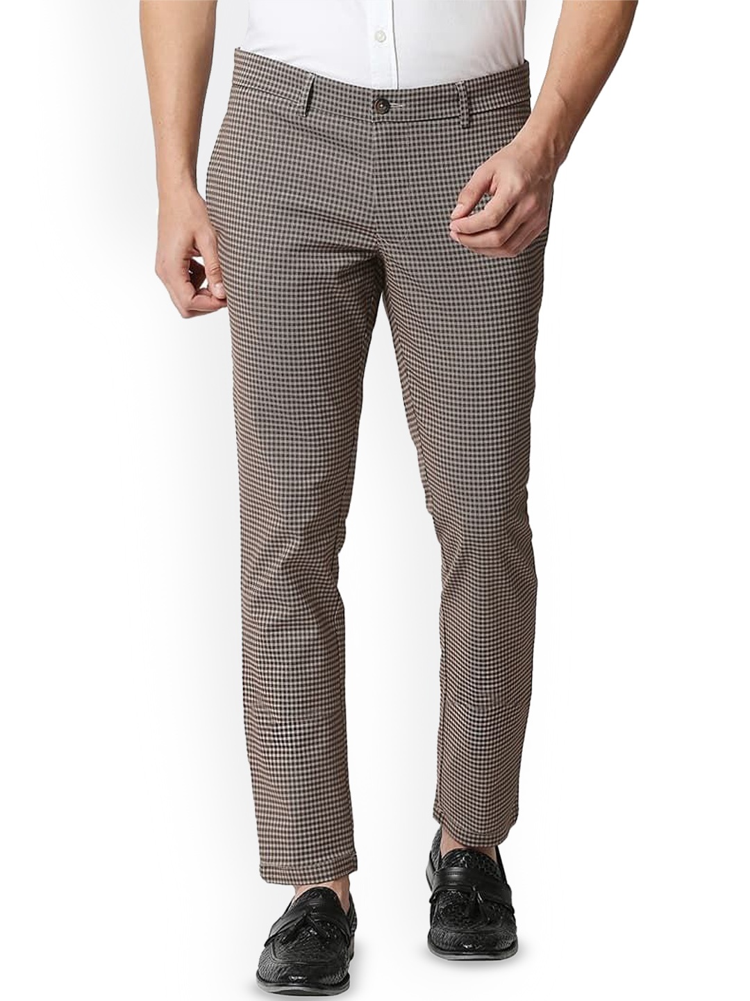 

Basics Men Checked Comfort Trousers, Brown