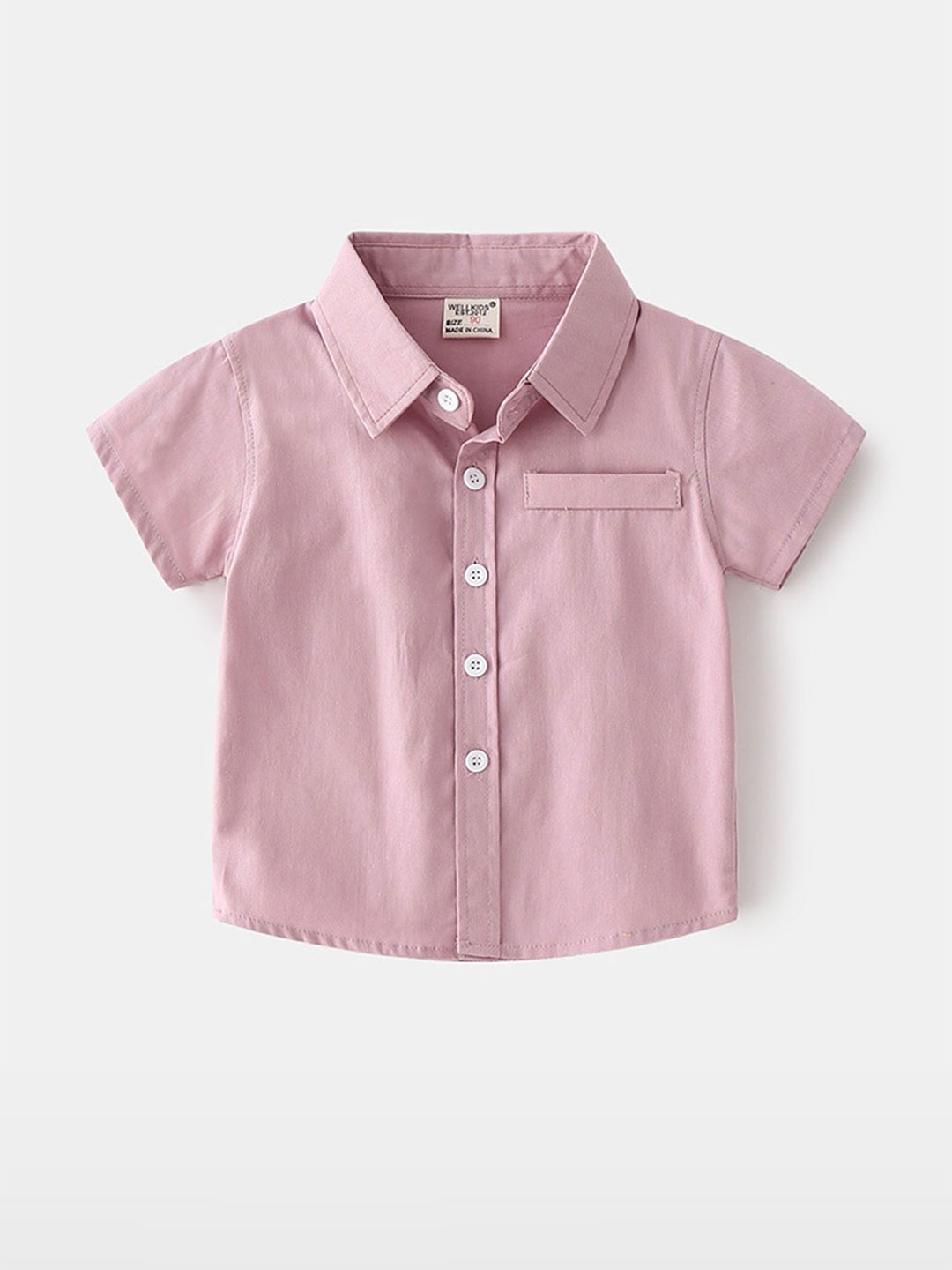 

LULU & SKY Boys Solid Spread Collar Cotton Casual Shirt, Pink