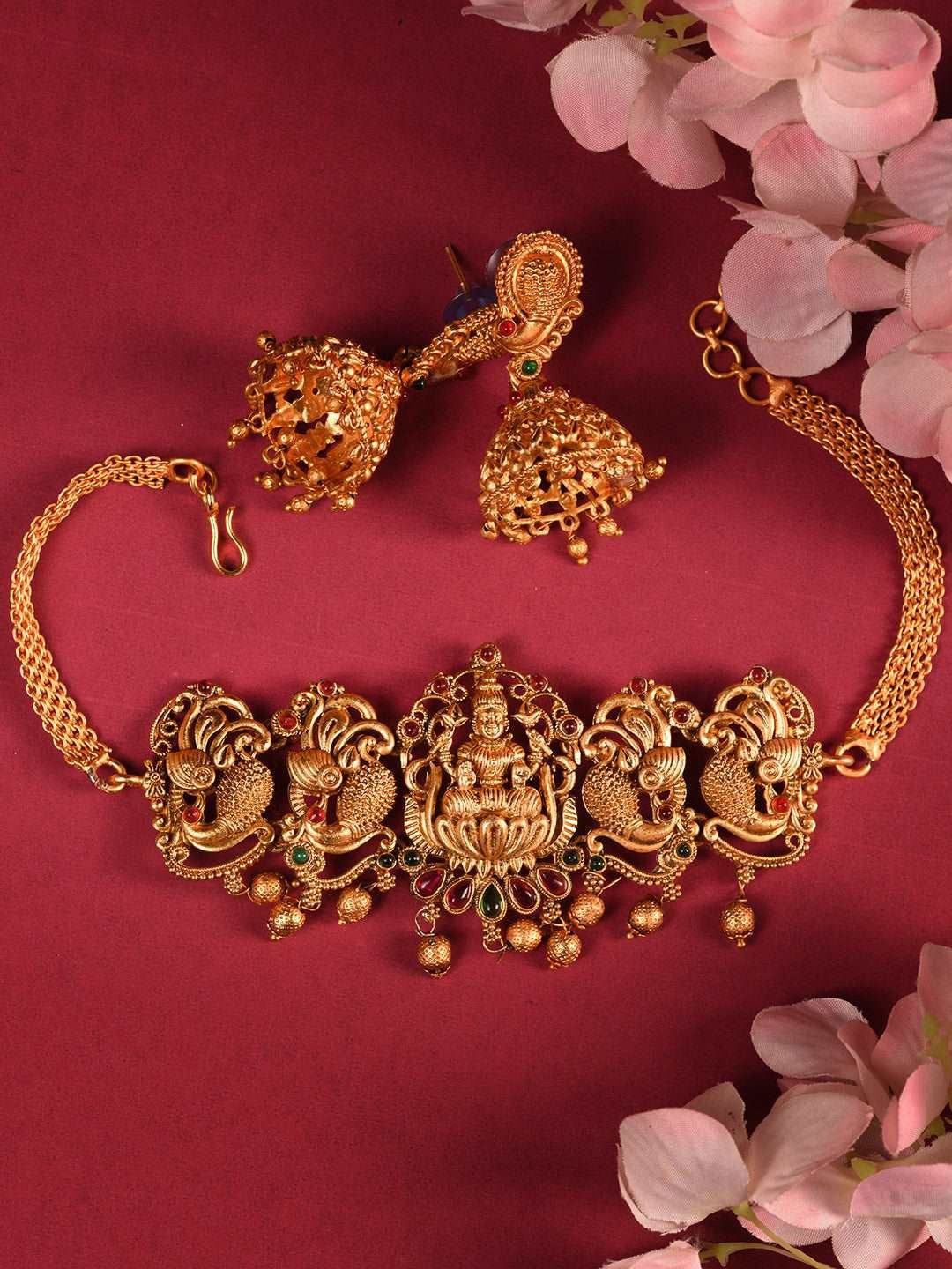 

Rangrozo Jewellery Gold Plated Stones Studded Jewellery Set