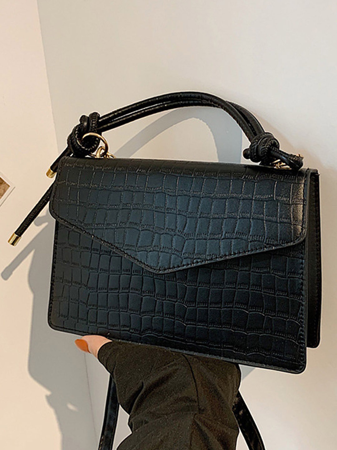 

LULU & SKY PU Bucket Shoulder Bag with Bow Detail, Black