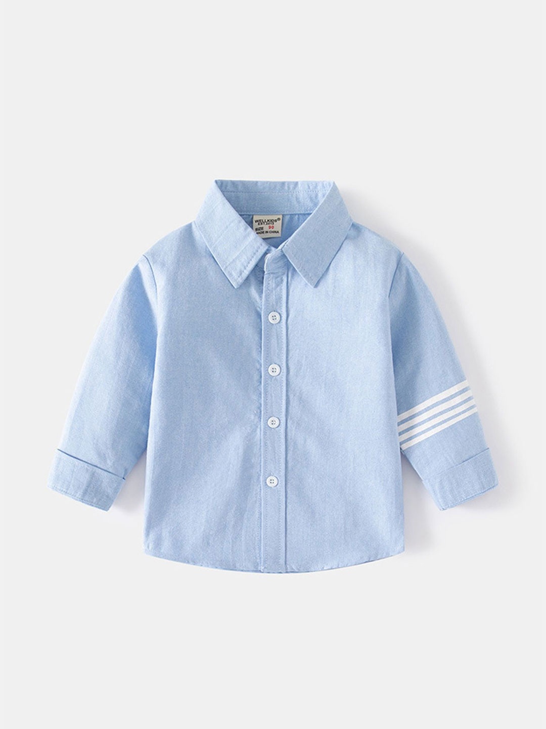 

LULU & SKY Boys Solid Spread Collar Cotton Casual Shirt, Blue