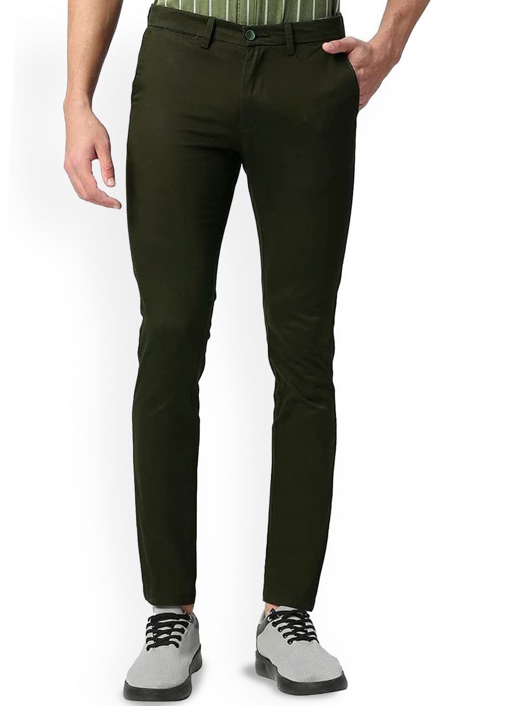 

Basics Men Comfort Low-Rise Trousers, Olive