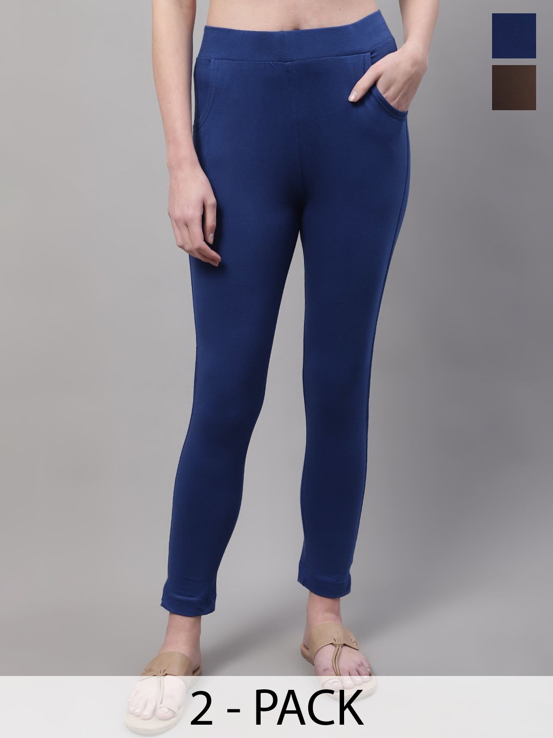 

Valles365 by S.C. Pack Of 2 Mid-Rise Leggings, Blue