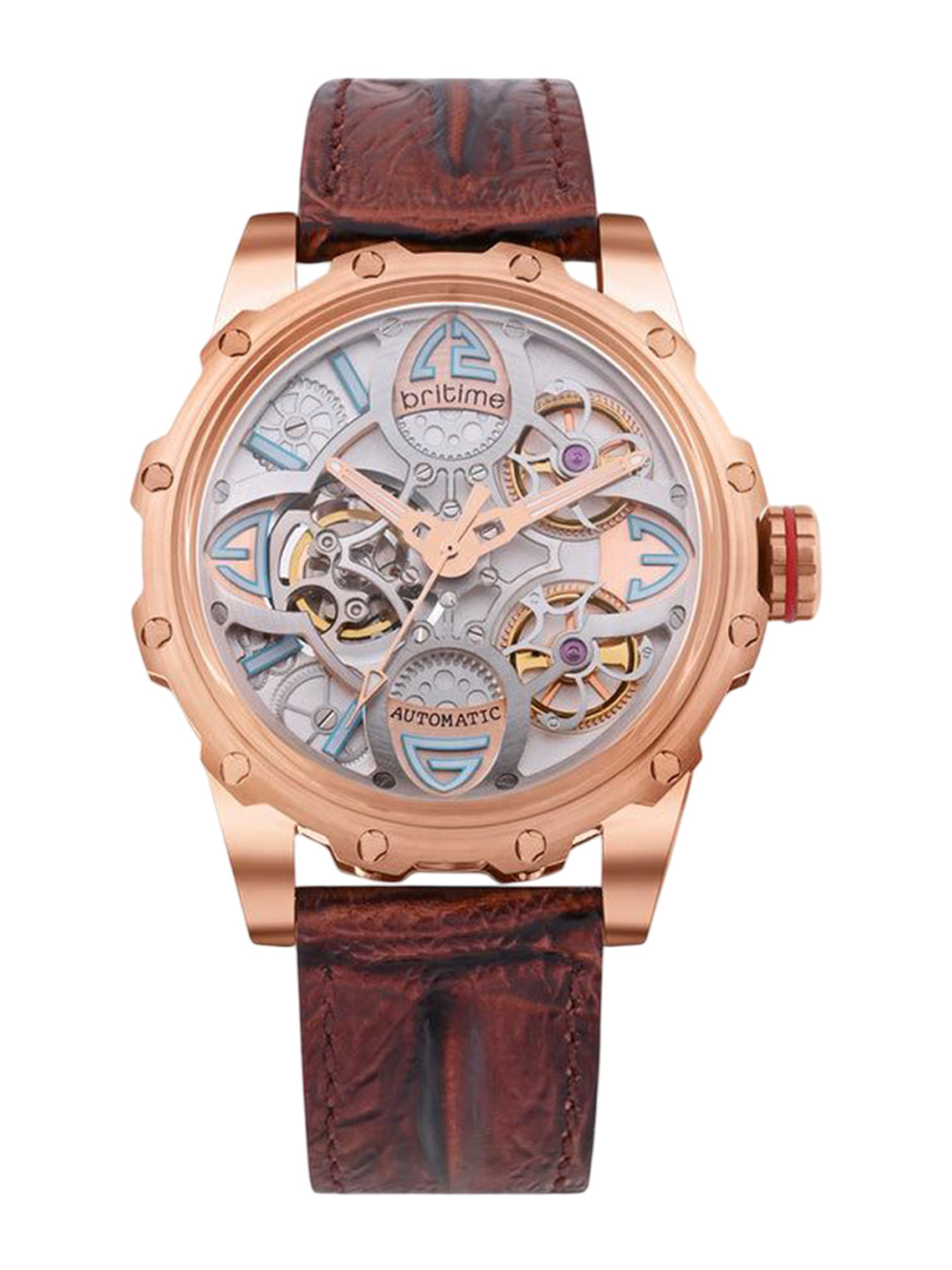 

Britime Men Skeleton Dial & Analogue Automatic Motion Powered Watch 147-L30308, Silver