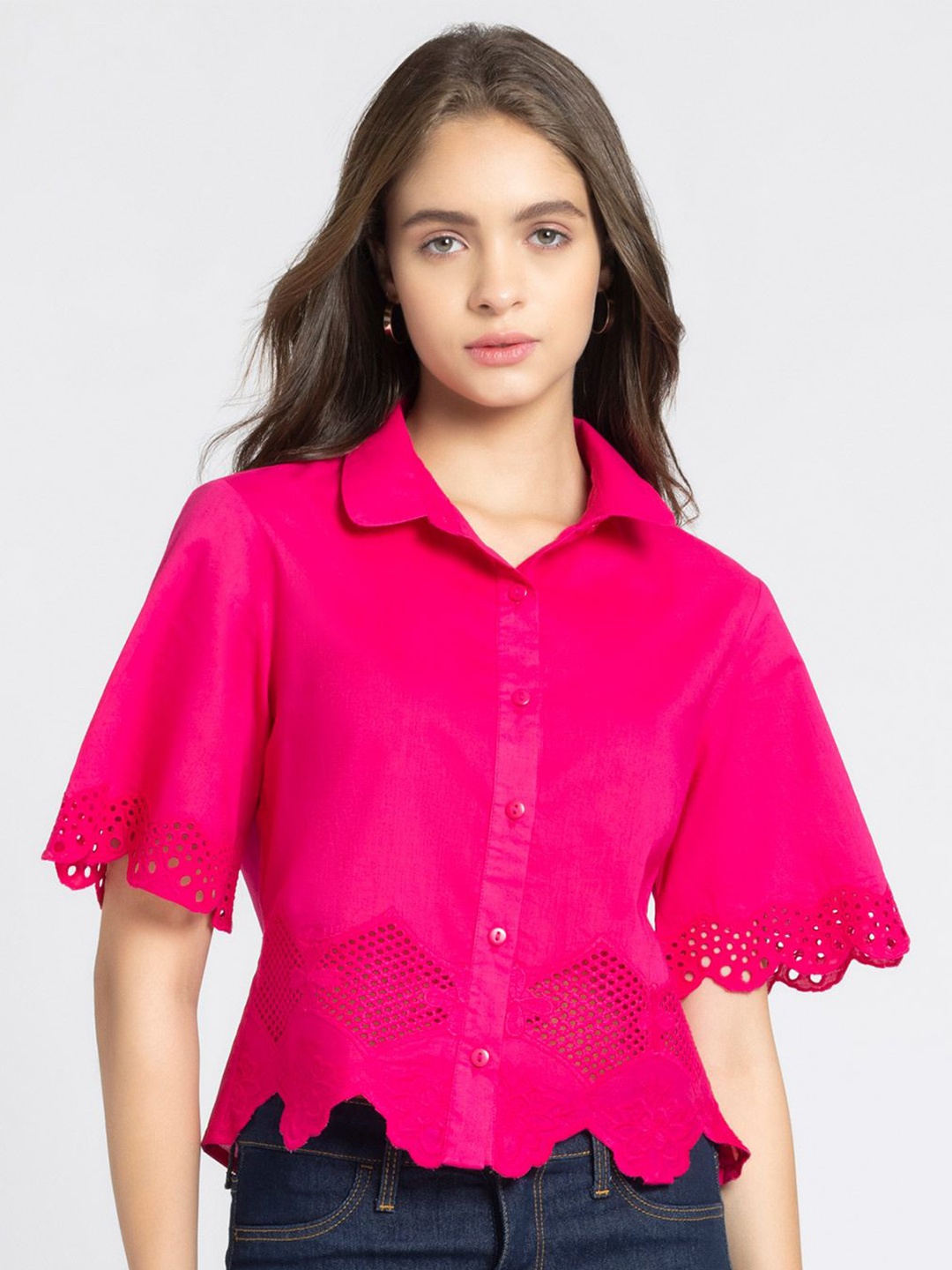 

SHAYE Women Relaxed Opaque Casual Shirt, Fuchsia