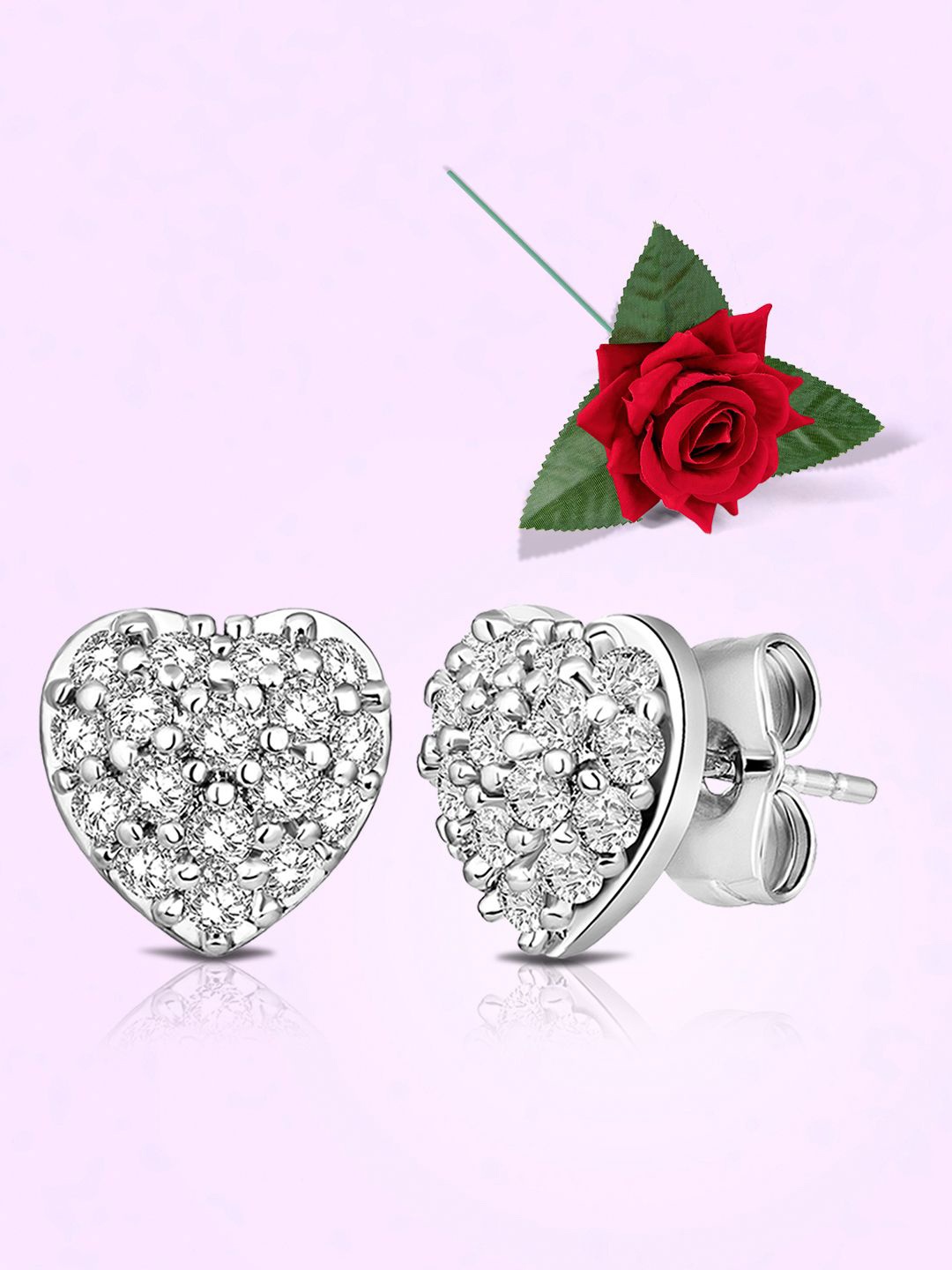 

Peora Silver Plated CZ Studded Contemporary Studs