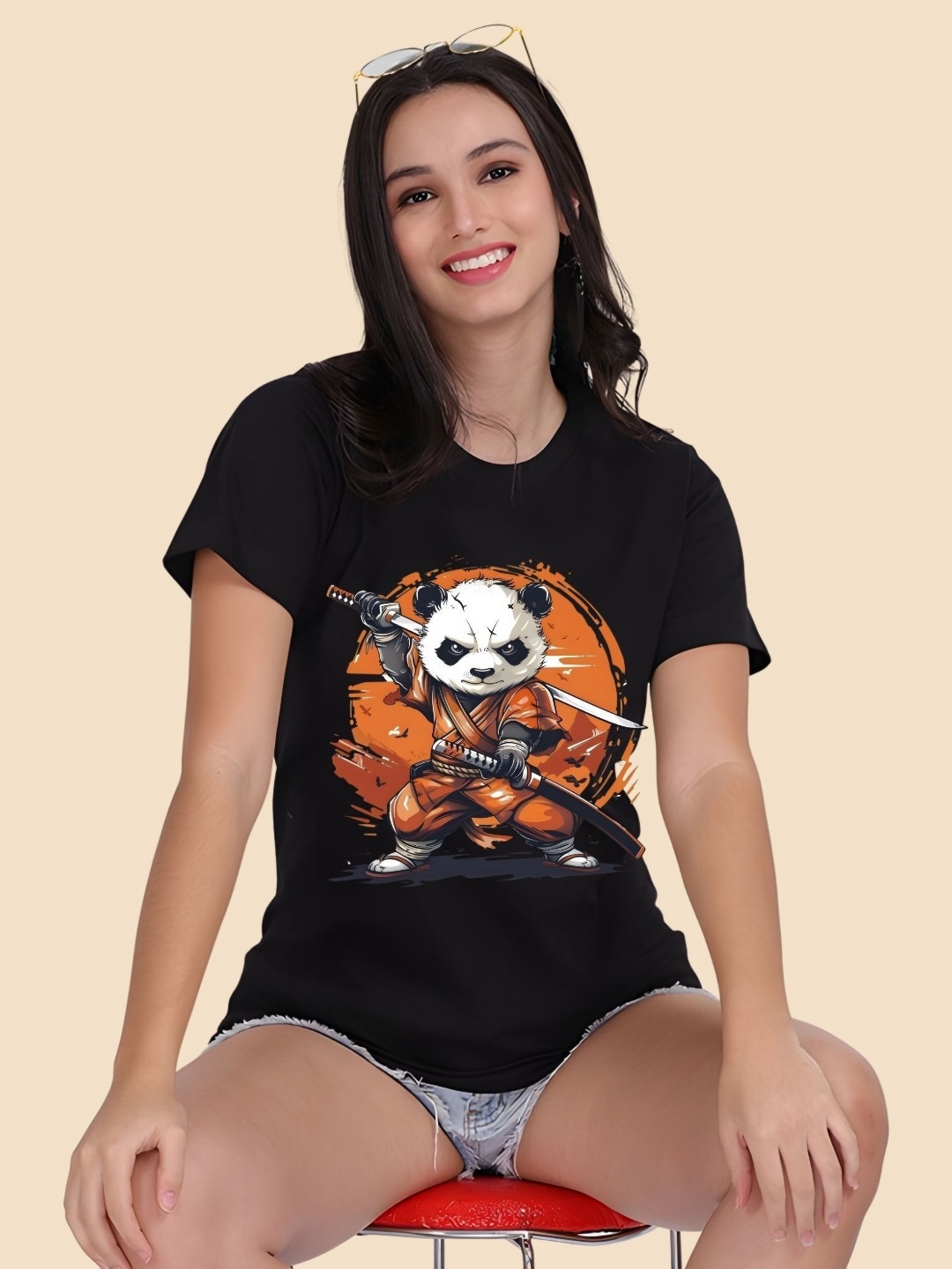 

SZN Women Graphic Printed Round Neck Cotton T-shirt, Black
