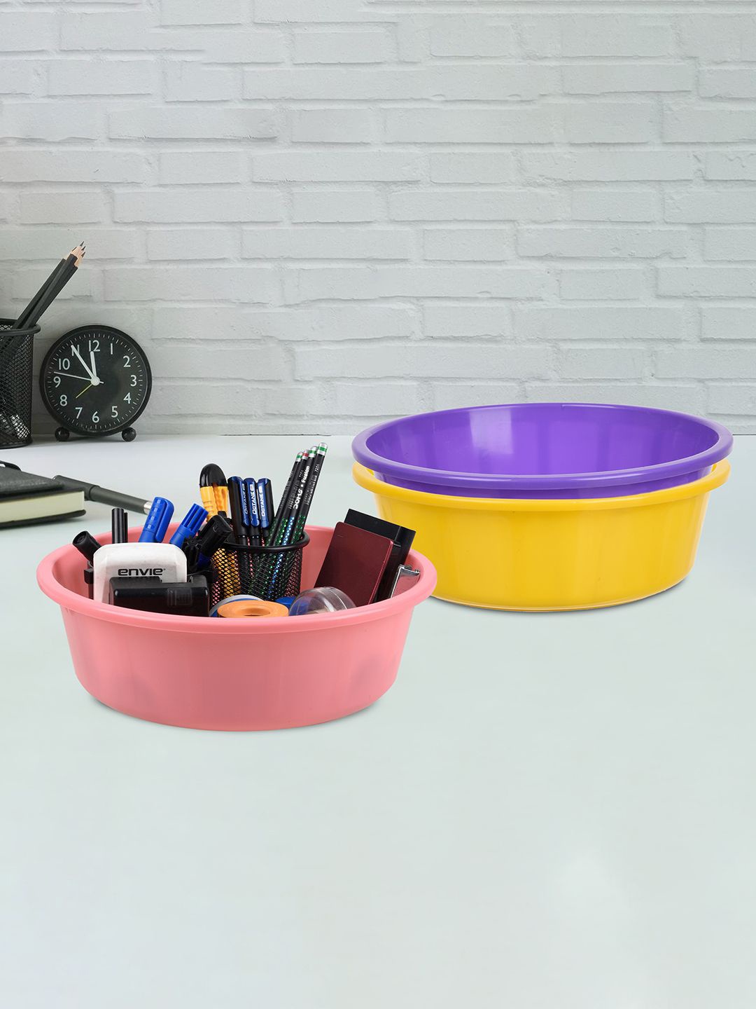 

Kuber Industries Yellow & Purple 3 Pieces Regular Durable Multi-Utility Organisers