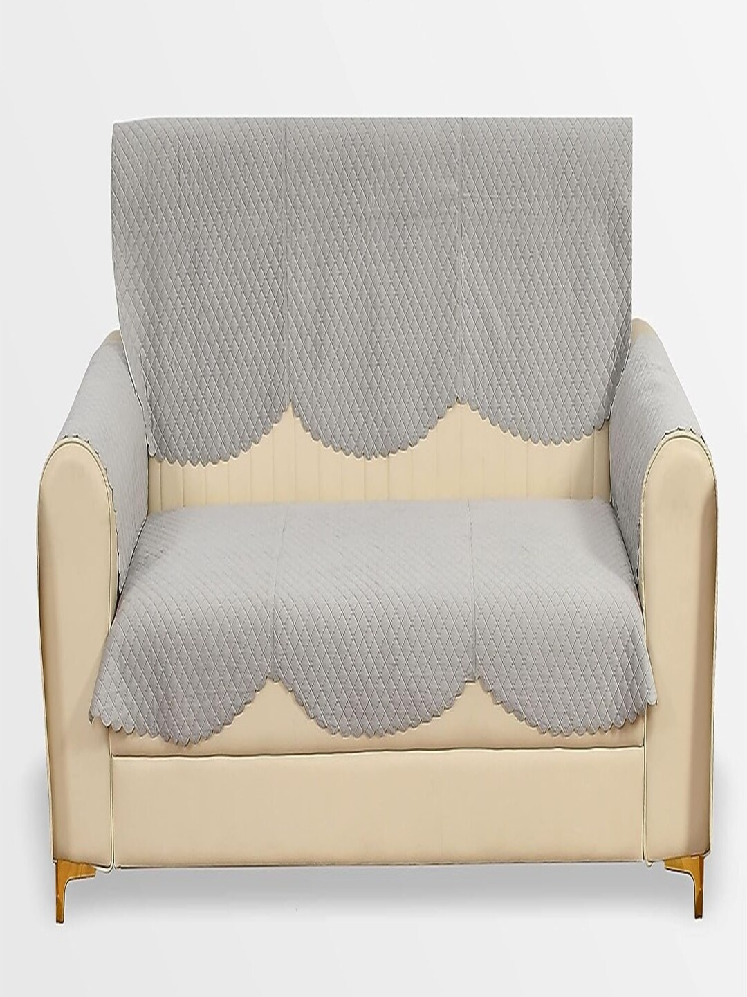 

Fashion Throw Grey 4 Pieces Velvet 2 Seater Sofa Covers With Arms