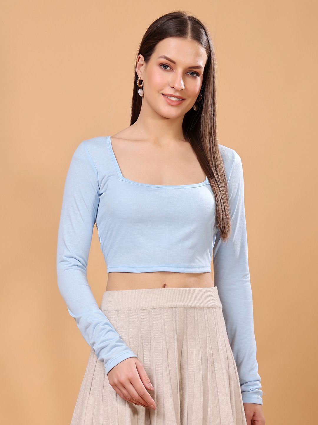 

Moda Rapido Cotton Crop Top, Blue