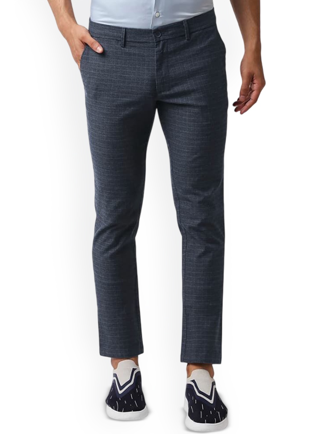 

Basics Men Checked Comfort Trousers, Navy blue