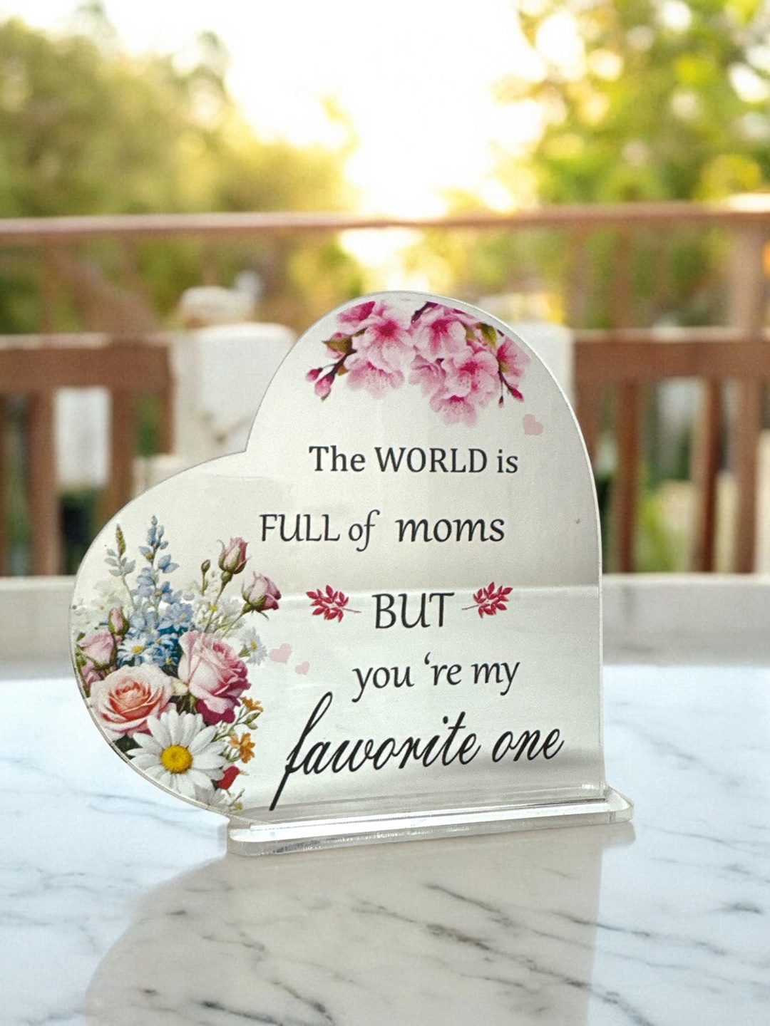 

BS AMOR Transparent Acrylic Floral Printed Curio Showpiece
