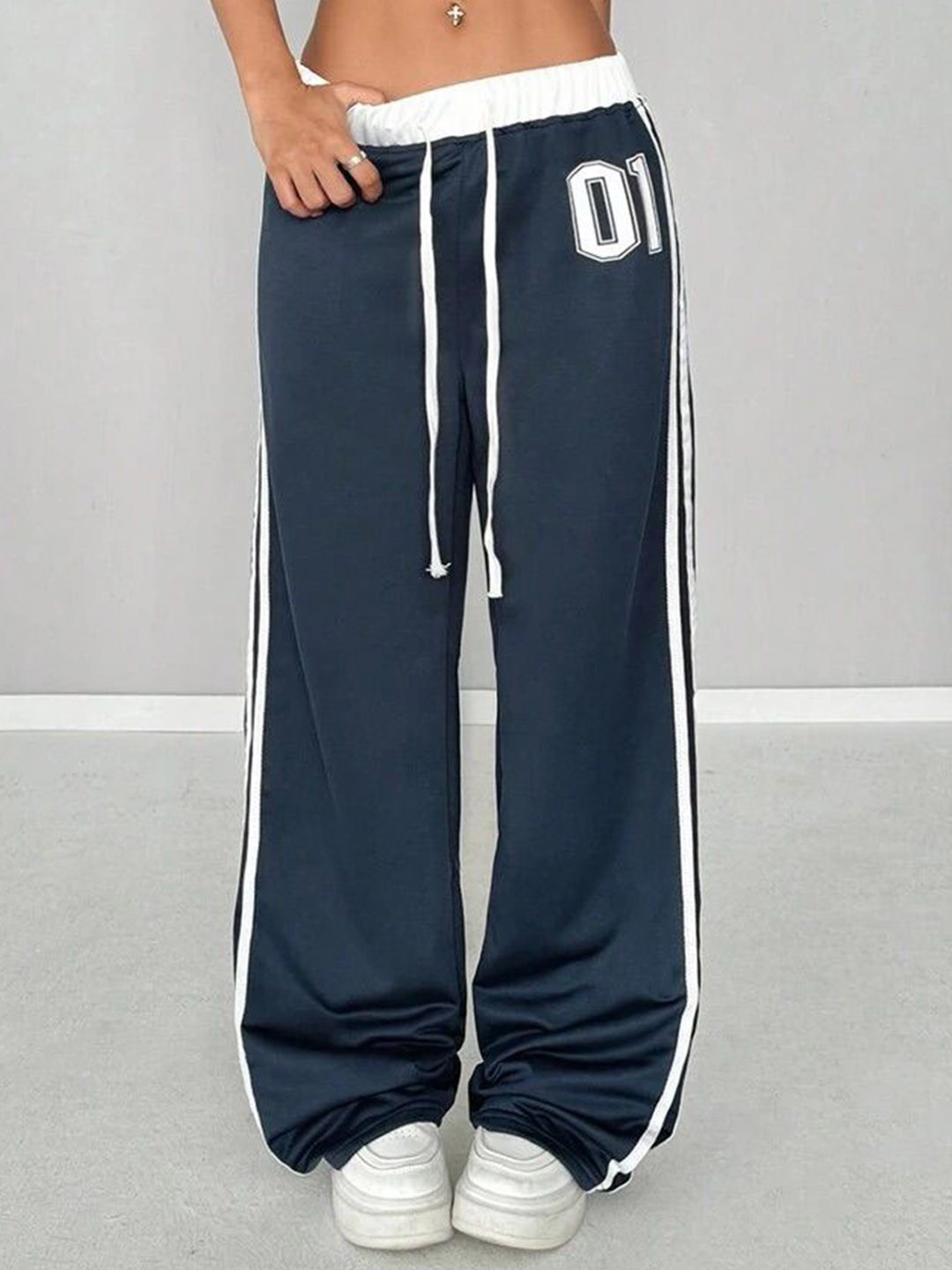 

TABADTOD Women Relaxed Loose Fit Easy Wash Joggers Trousers, Navy blue