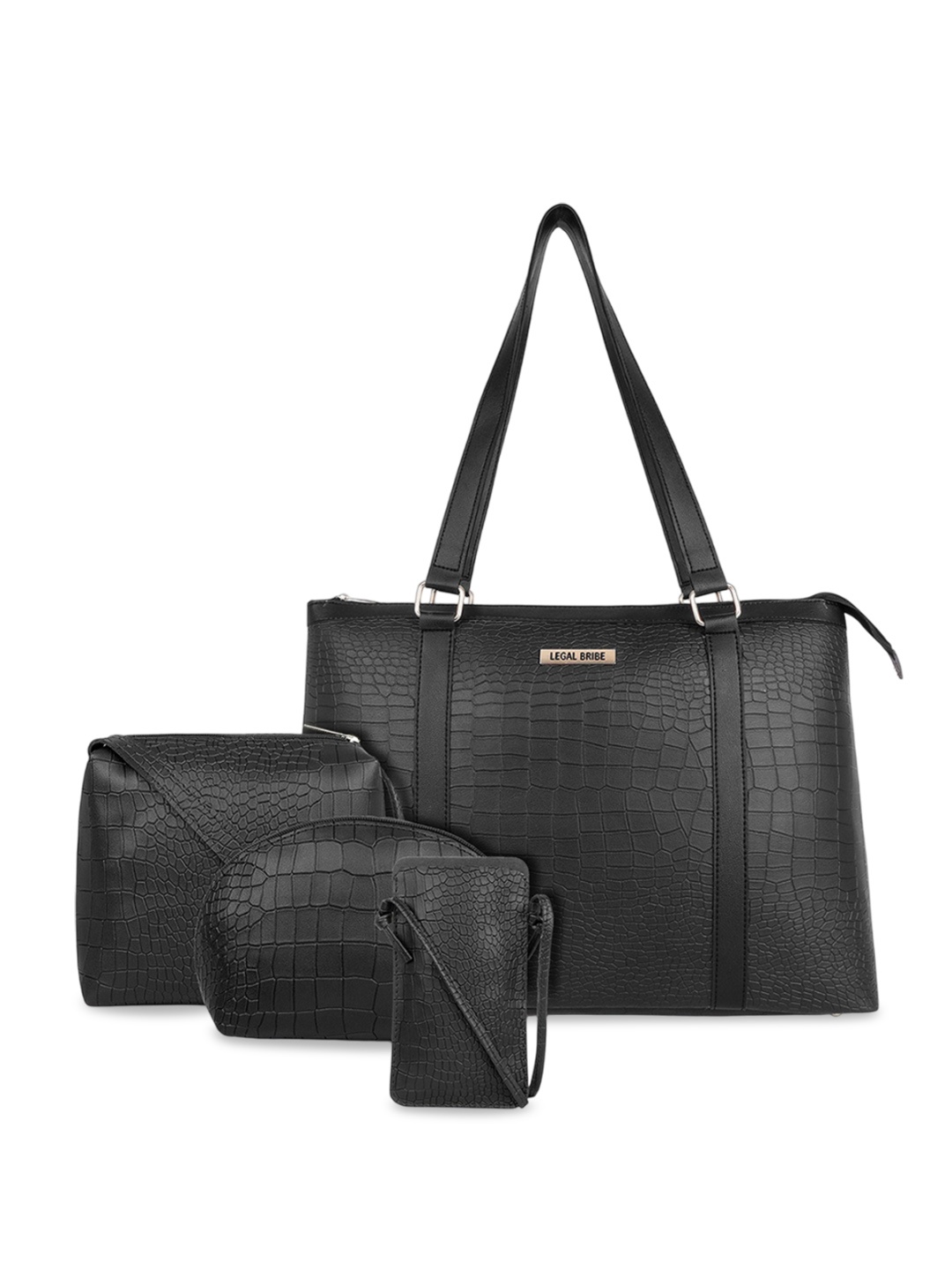 

LEGAL BRIBE PU Structured Tote Bag, Black