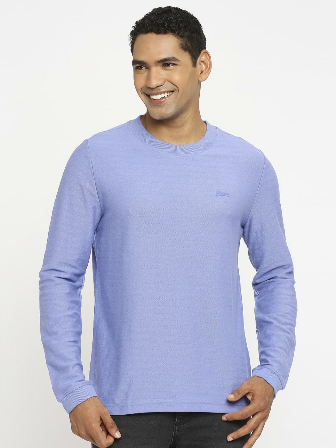 

Basics Men Solid Round Neck Cotton T-shirt, Blue