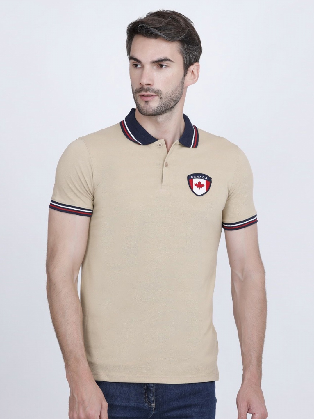 

PYRO SPIRIT Men Solid Polo Collar Cotton T-shirt, Khaki
