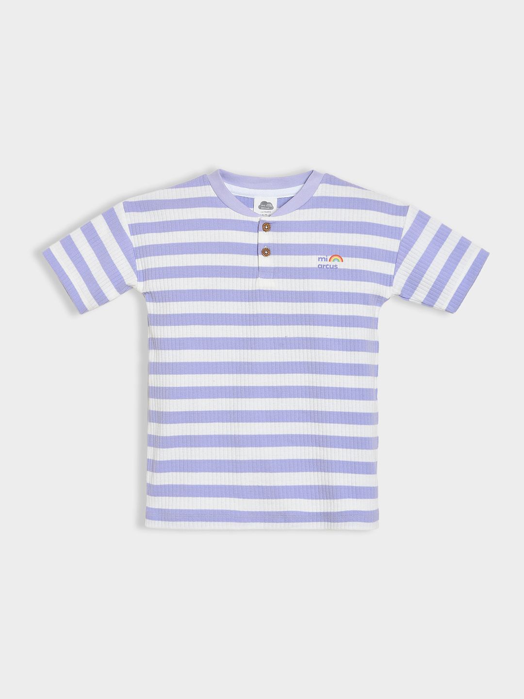 

MiArcus Unisex Kids Striped Henley Neck Cotton T-shirt, Purple