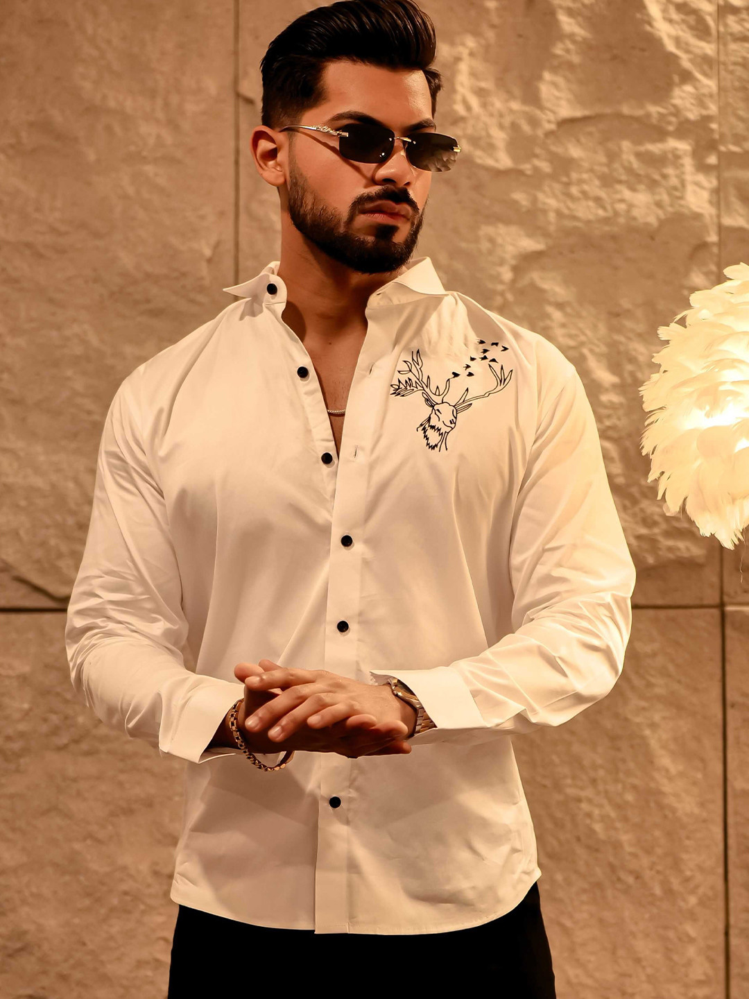 

Foomer Men Standard Opaque Casual Shirt, White