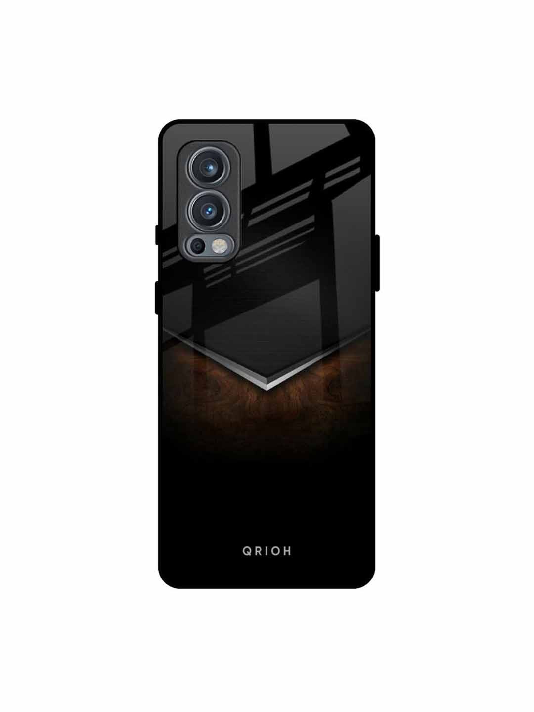 

QRIOH Dark Walnut Real Printed Oneplus Nord 2 Back Case, Black