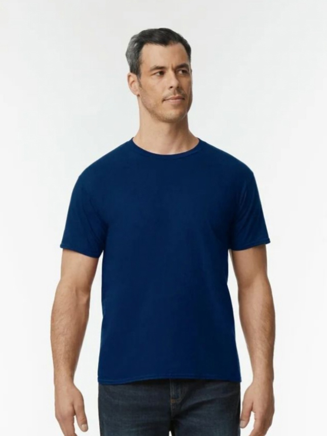 

Gildan Men Solid Round Neck Cotton T-shirt, Navy blue