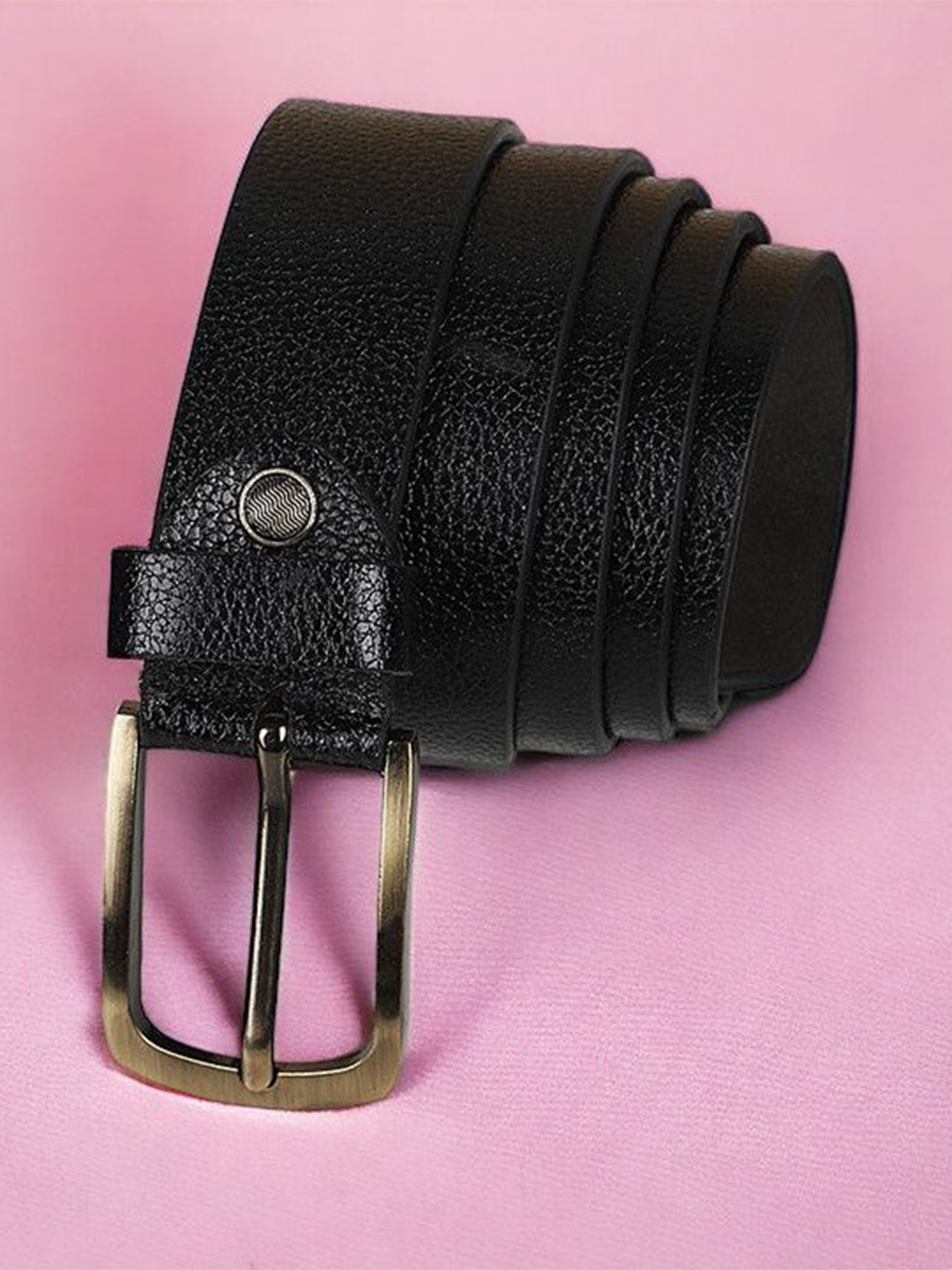 

Metronaut Men Textured Leather Formal Belt, Black