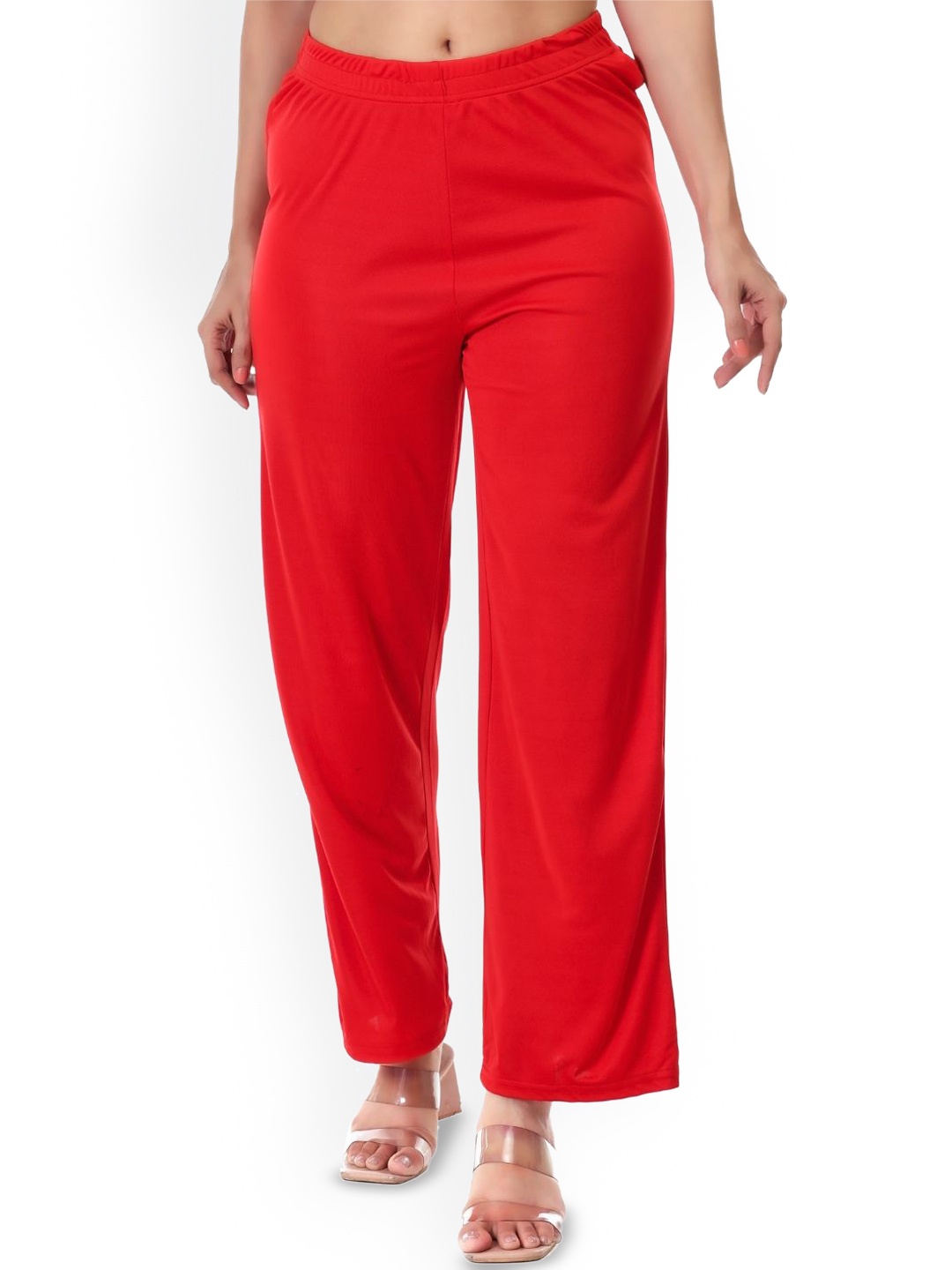 

OWL MINK Women Relaxed Trousers, Red