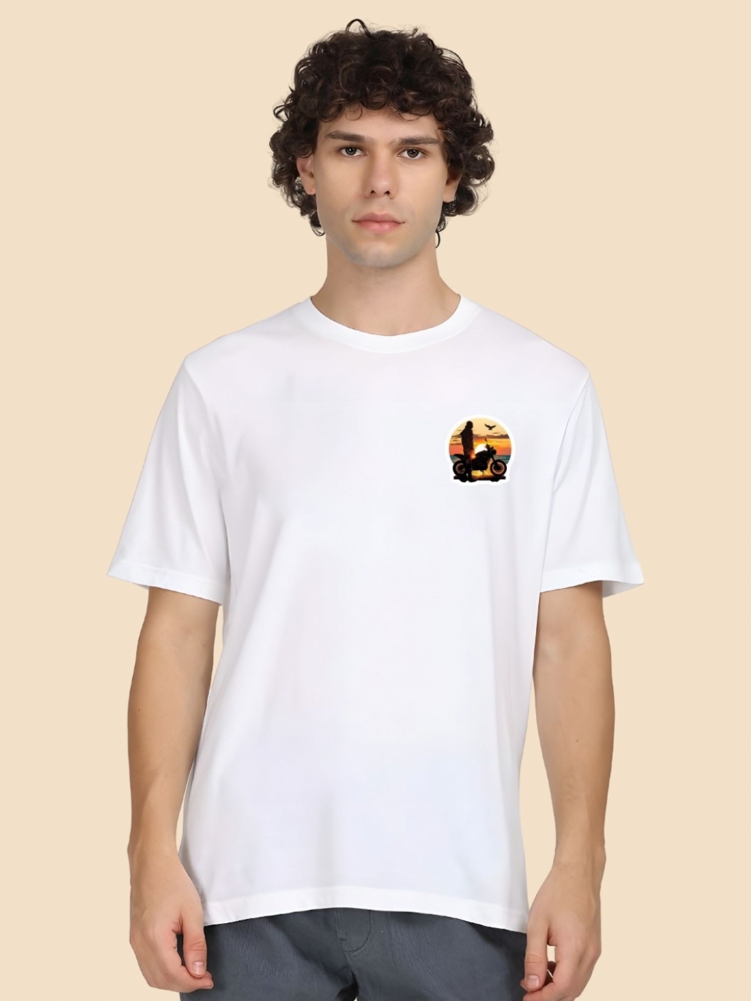 

SZN Men Graphic Printed Round Neck Cotton T-shirt, White