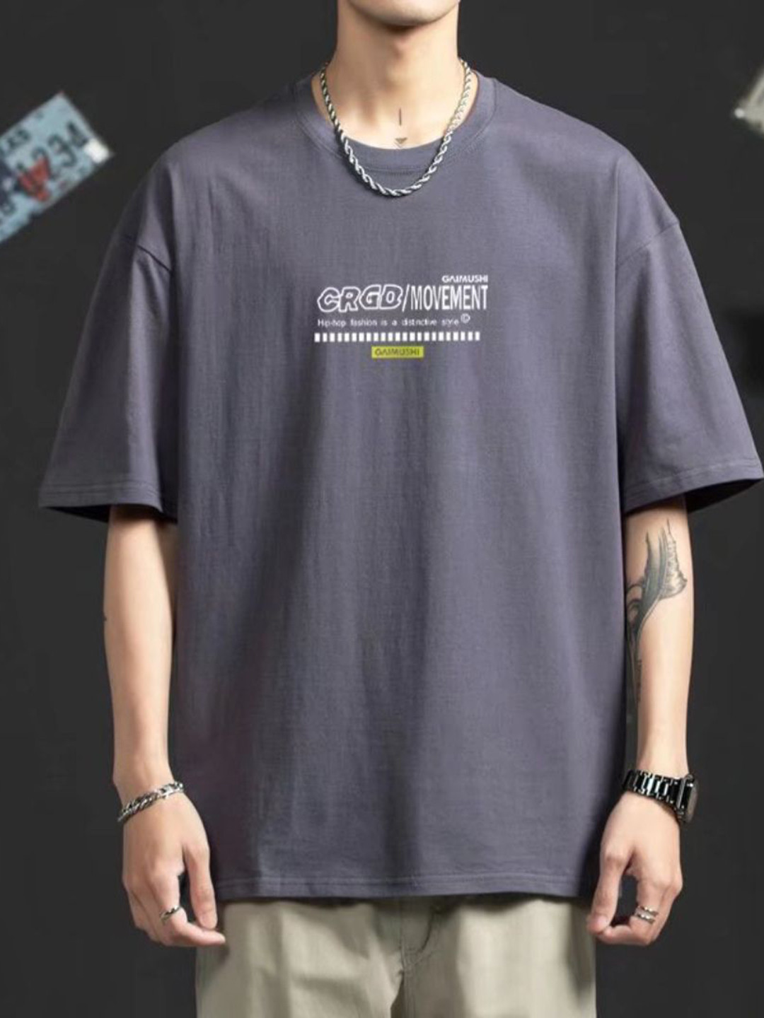 

StyleCast Men Photographic Printed Round Neck Cotton Oversized T-shirt, Grey