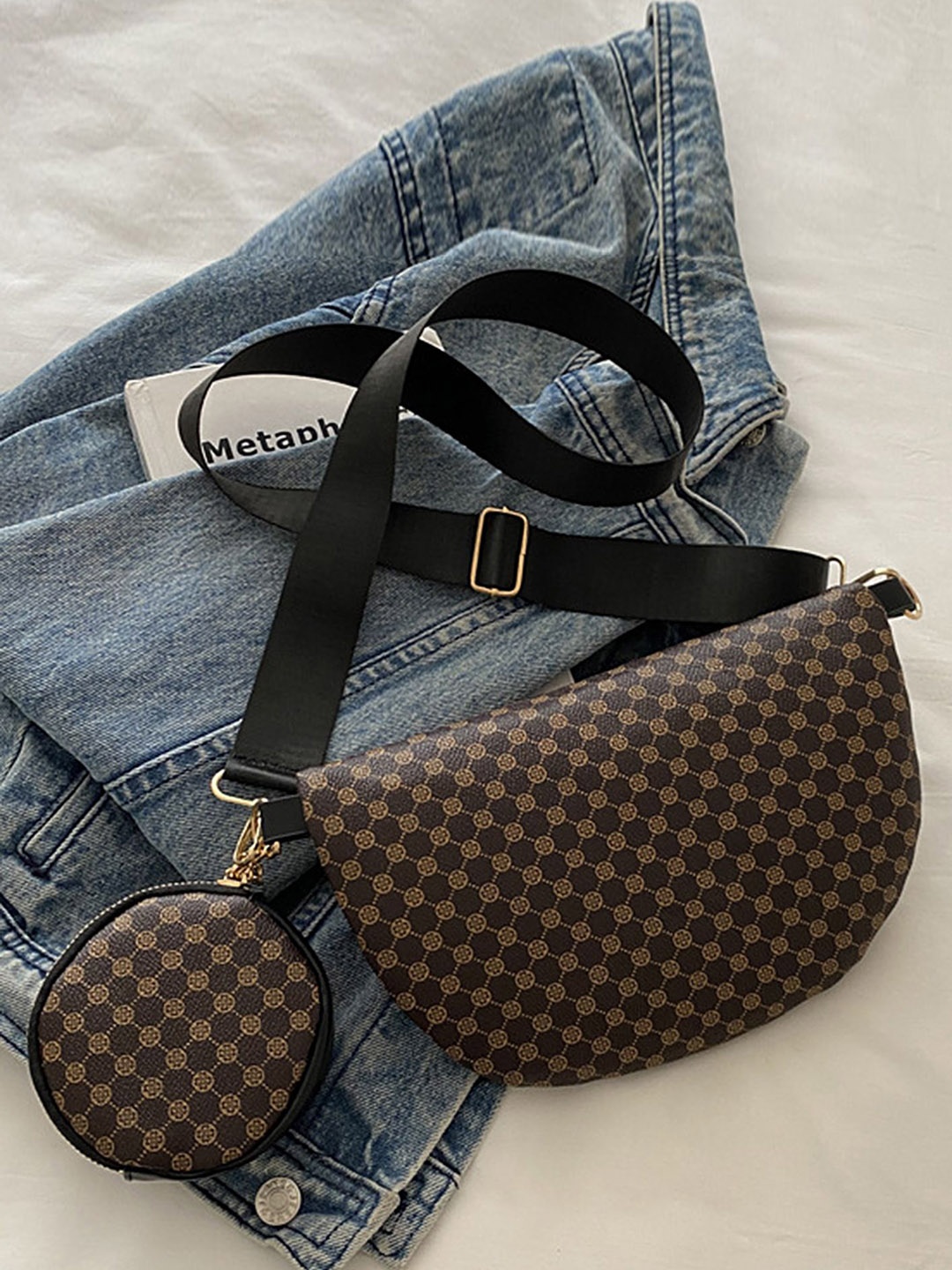 

LULU & SKY PU Structured Tote Bag with Quilted, Black
