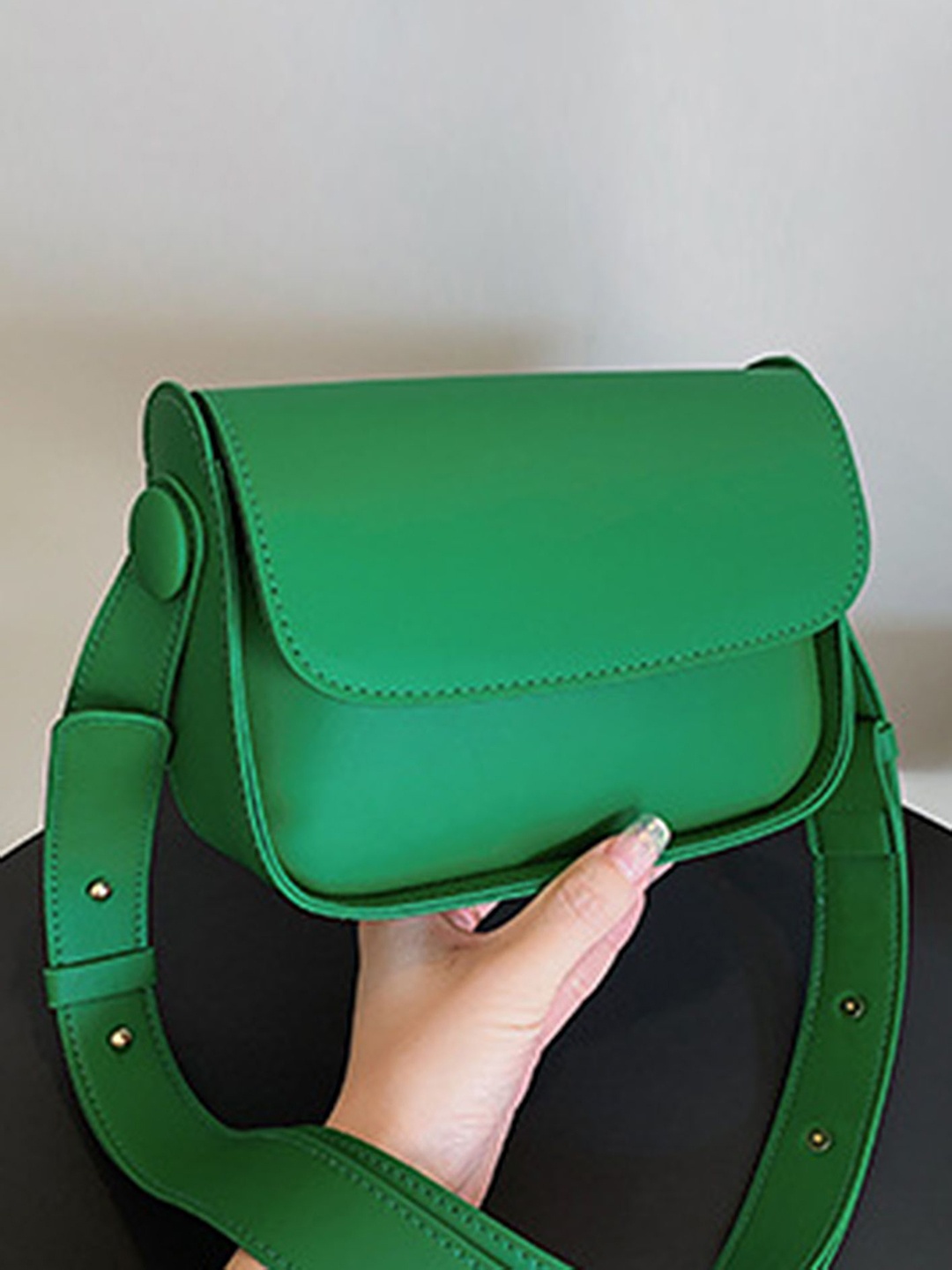 

LULU & SKY Colourblocked PU Structured Sling Bag with Tasselled, Green