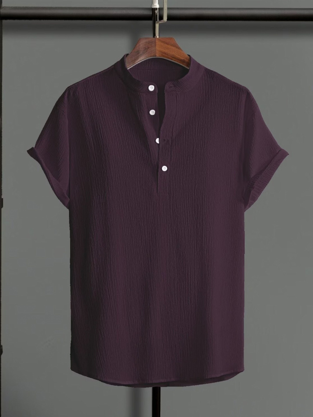 

Fashion2wear Men Solid Henley Neck T-shirt, Purple