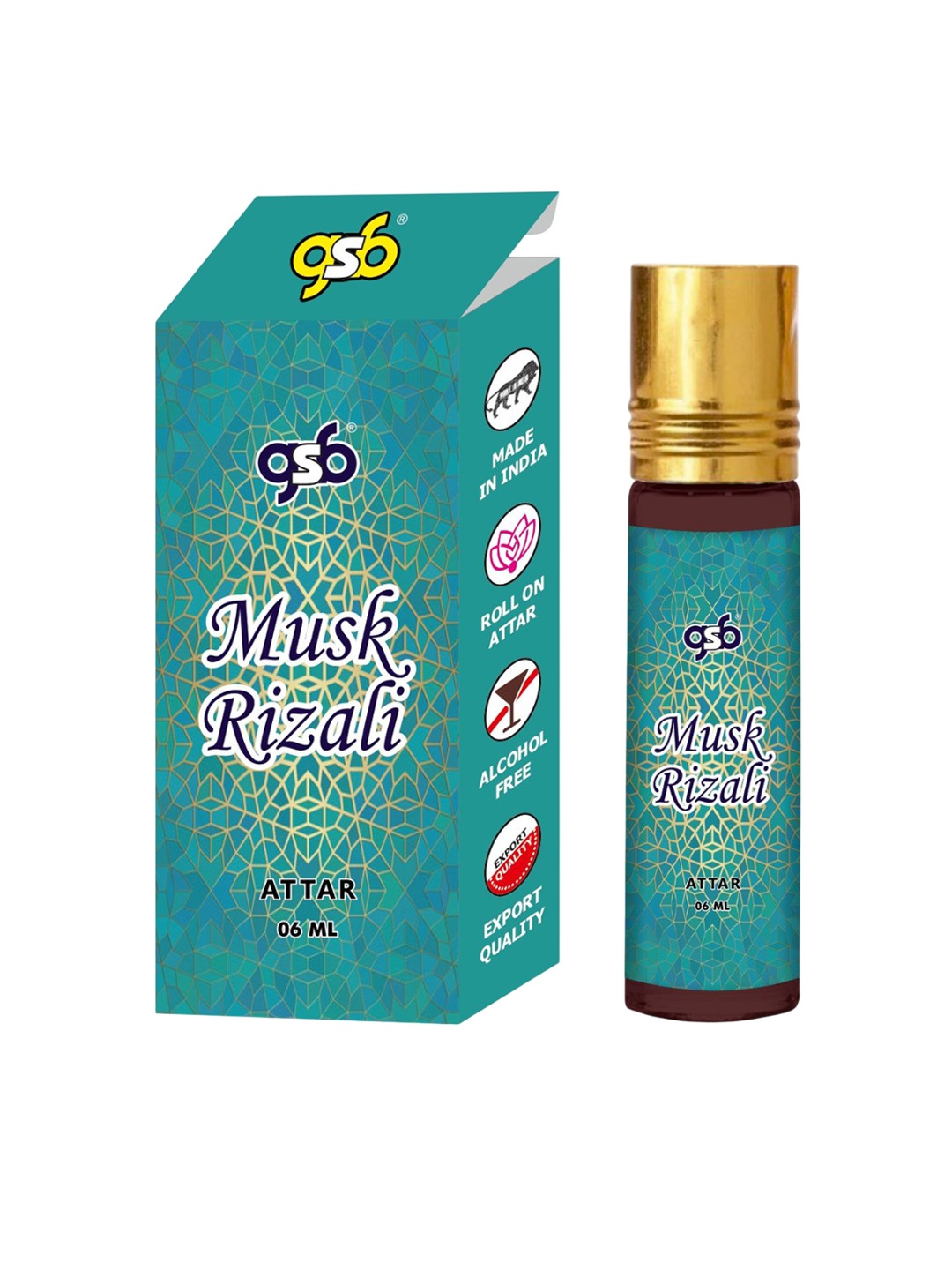

GSB Musk Rizali Alcohol Free Long Lasting Attar - 6 ml, Brown