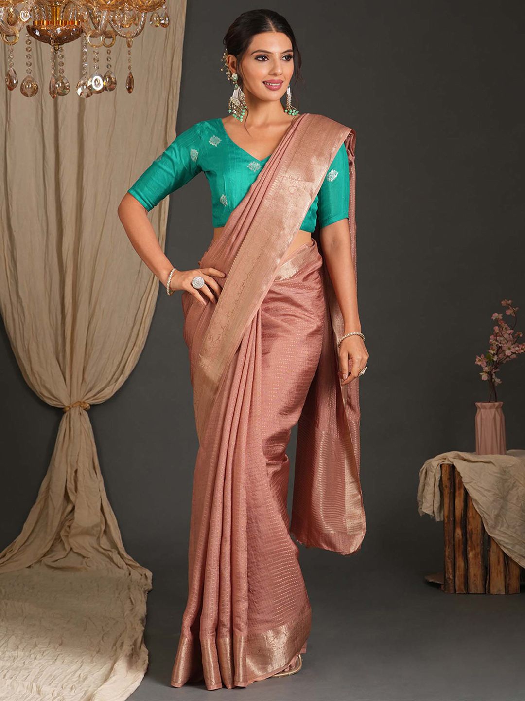 

Anouk Woven Design Zari Silk Blend Banarasi Saree, Brown