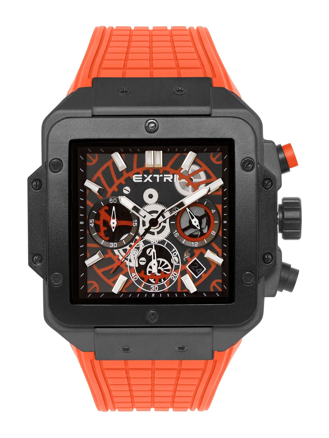 

EXTRI Men Printed Dial & Straps Analogue Watch X6097-G, Orange