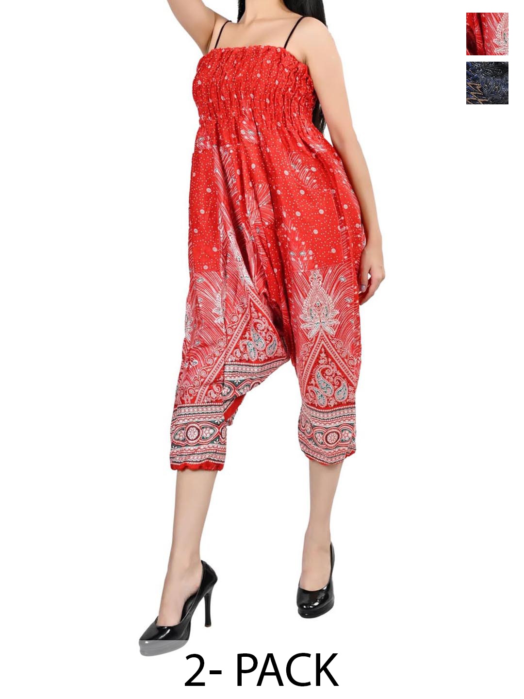 

NarNari Women Pack of 2 Ethnic Motifs Printed High-Rise Harem Pants, Red