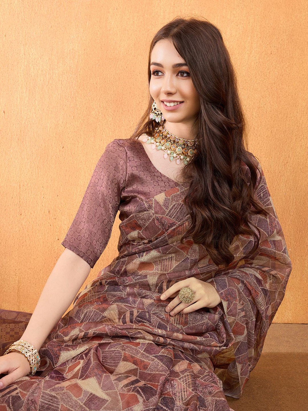 

Mantrotsav Sequinned Saree, Maroon