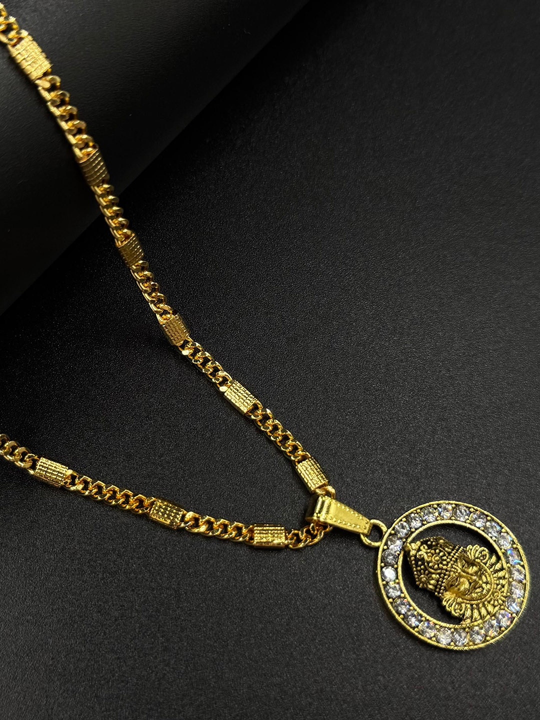 

AKLINA Unisex Gold-Plated Contemporary Shaped God Pendants With Chains