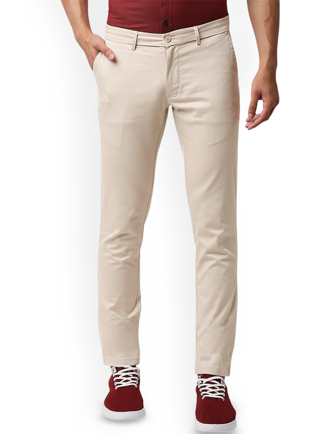 

Basics Men Printed Comfort Trousers, Beige