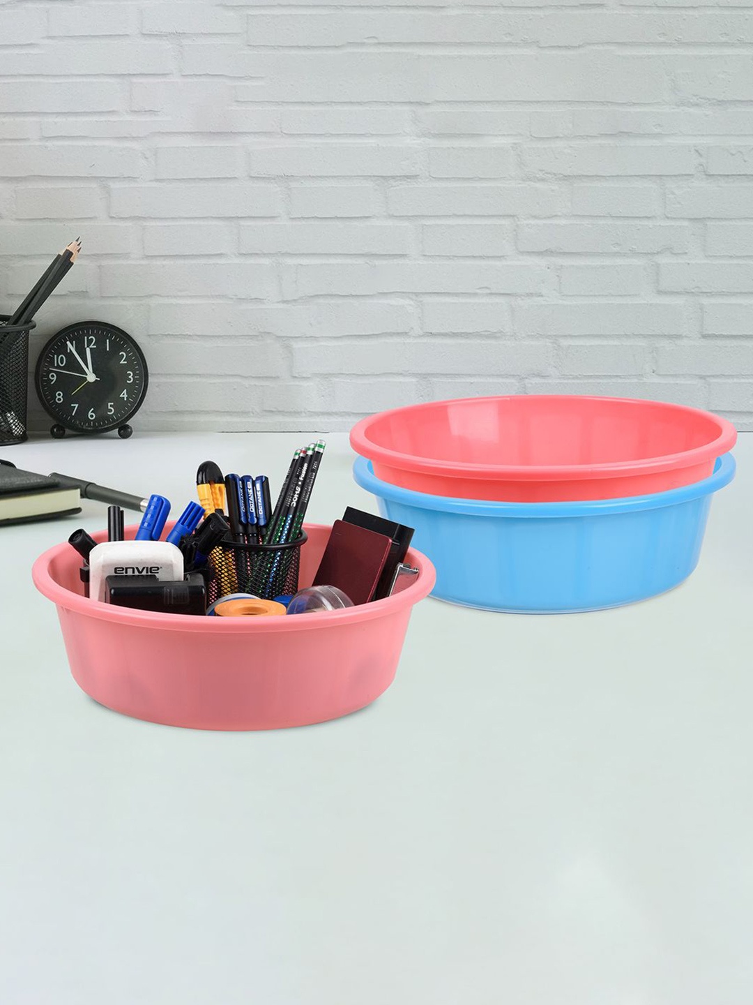 

Kuber Industries Blue & Pink 3 Pieces Regular Desk Organisers