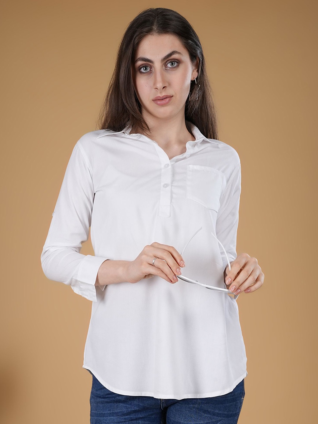 

LILY BUDS Women Comfort Opaque Casual Shirt, White