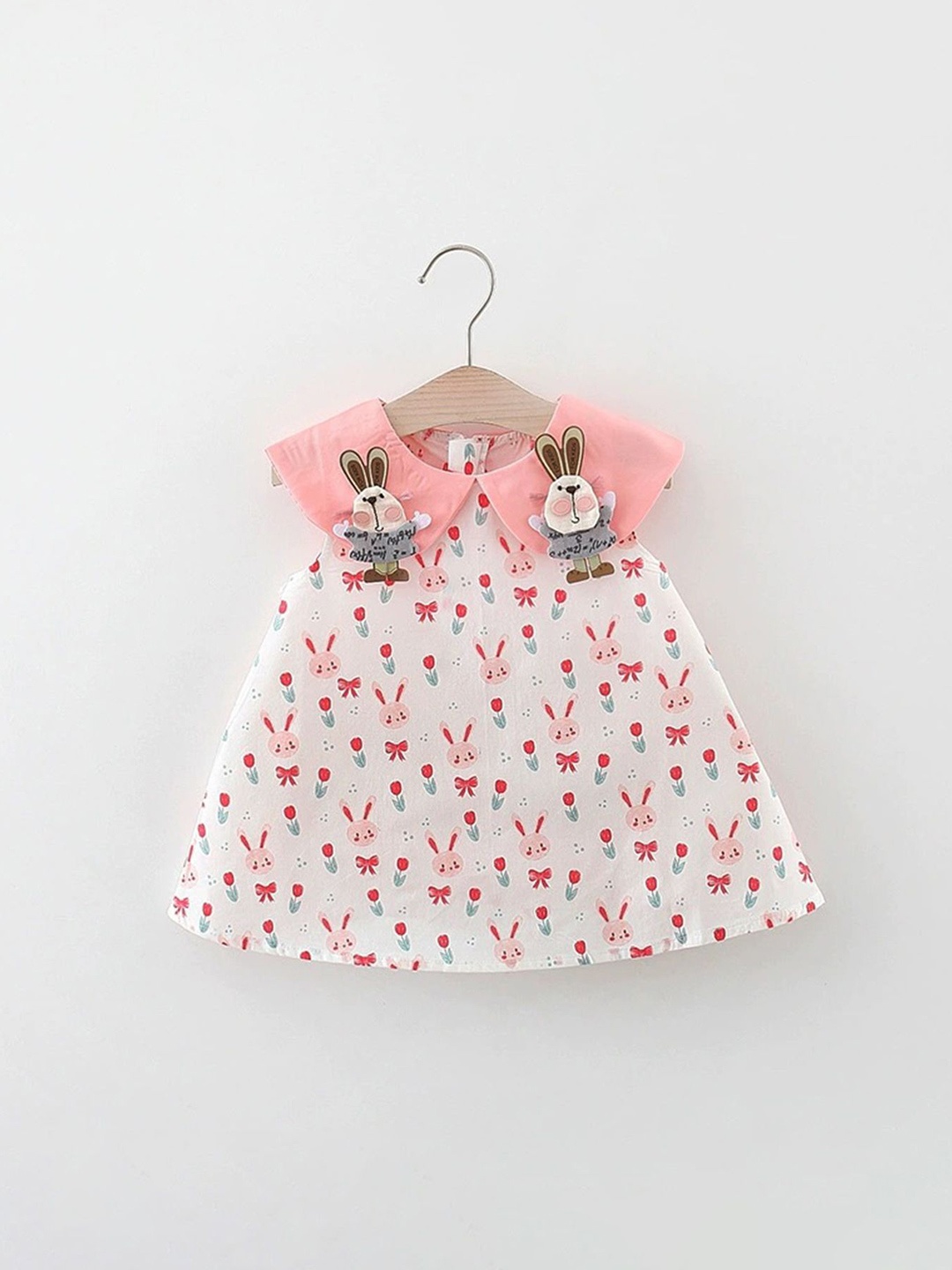 

LULU & SKY Girls Printed Fit & Flare Cap Sleeves Round Neck Dress, Pink