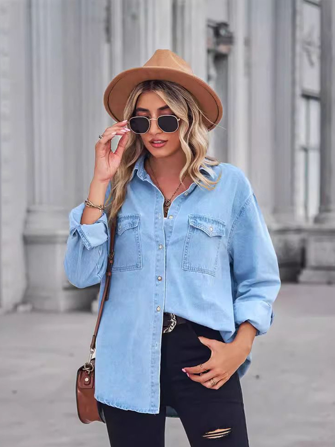 

StyleCast Women Opaque Casual Shirt, Blue